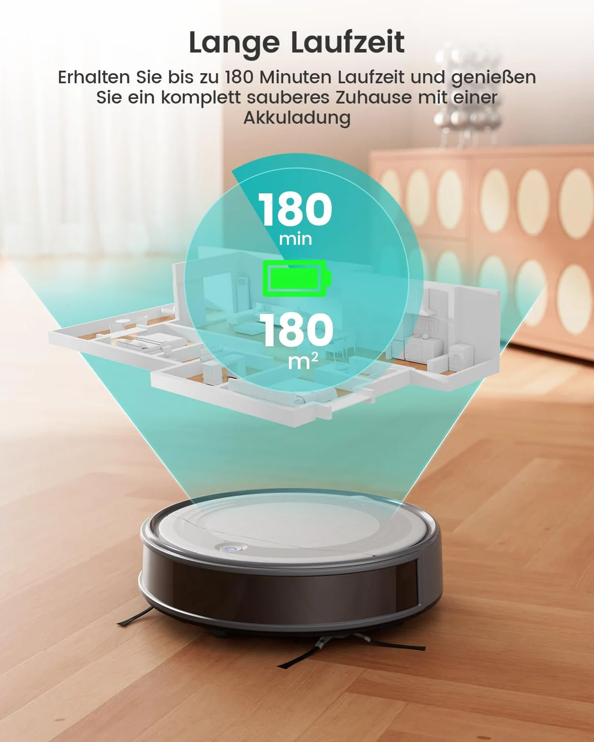 LEFANT Robot odkurzający M310G, 4500Pa, z precyzyjną nawigacją PSD, czas pracy 180 min, filtr HEPA, bezprzewodowy odkurzacz bez funkcji wycierania, idealny do sierści zwierząt, dywanów i twardych