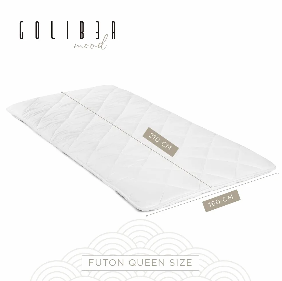 Japoński tradycyjny futon (Shikibuton) - 100% bawełniany pokrowiec na futon - łatwy do zwinięcia i przechowywania - gruby, puszysty, miękki, ale bardzo mocny i podtrzymujący (Queen 160 x 210