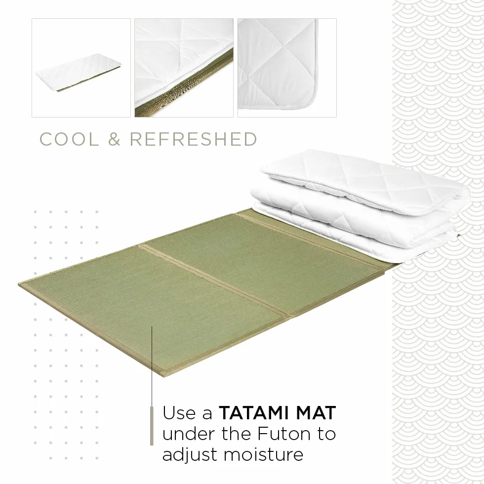 Japoński tradycyjny futon (Shikibuton) - 100% bawełniany pokrowiec na futon - łatwy do zwinięcia i przechowywania - gruby, puszysty, miękki, ale bardzo mocny i podtrzymujący (Queen 160 x 210