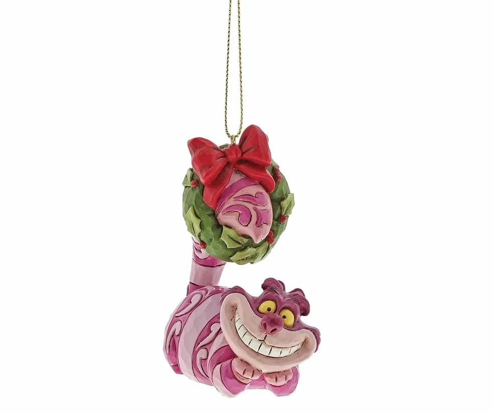 Disney Traditions wisząca ozdoba - kot z Cheshire z świątecznym wieńcem