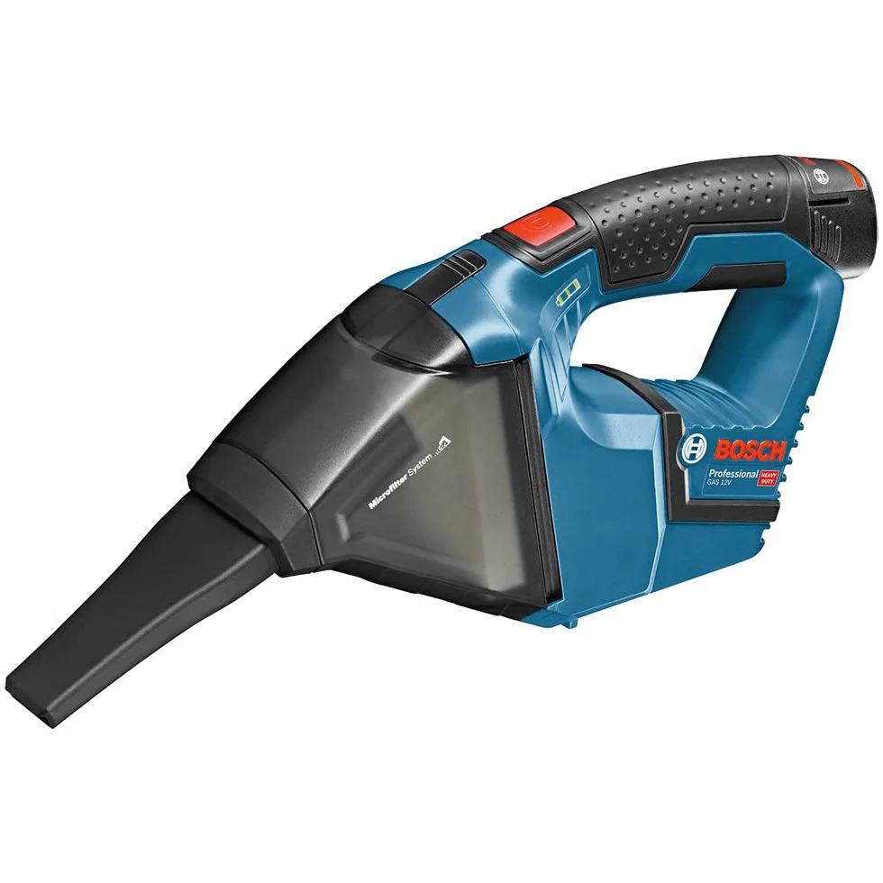 Bosch Professional system 12V: akumulatorowy odkurzacz GAS 12V (pojemność zbiornika 0.35 l, 0.87 kg, bez akumulatorów i ładowarki, opakowanie kartonowe)