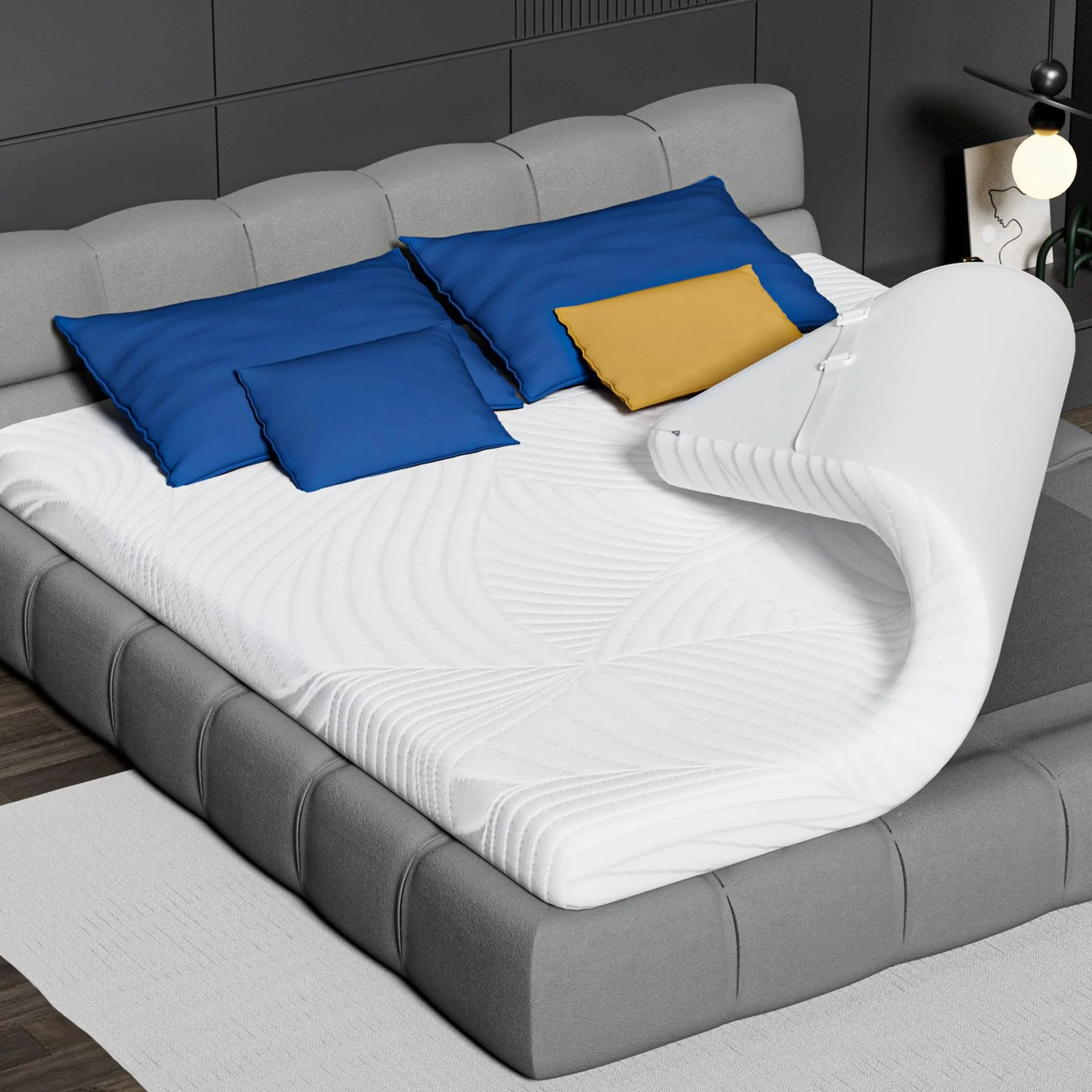 Nakładka na materac 160x200 cm – 5 cm pianka memory, miękka i wygodna nakładka nawierzchniowa z pianki Visco, ergonomiczne podparcie, idealna na łóżko, kanapę lub do kampera